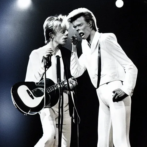 Image similar to David Bowie performs to 1 person in a stadium 1985