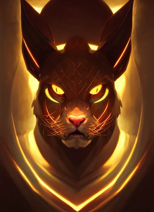 Image similar to symmetry!! portrait of rengar, league of legends, glowing lights!! intricate, elegant, highly detailed, digital painting, artstation, concept art, smooth, sharp focus, illustration, art by artgerm and greg rutkowski and alphonse mucha