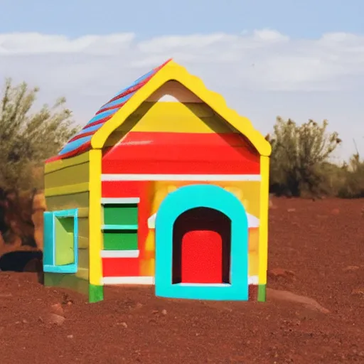 Image similar to baby toy house in the dessert, big scale