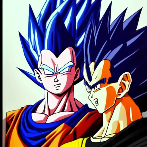 Image similar to ultra realistic portrait painting of a fusion of vegeta and sasuke art by akira toriyama, 4 k, dragon ball artstyle, cel shaded, highly detailed, epic lighting, full body