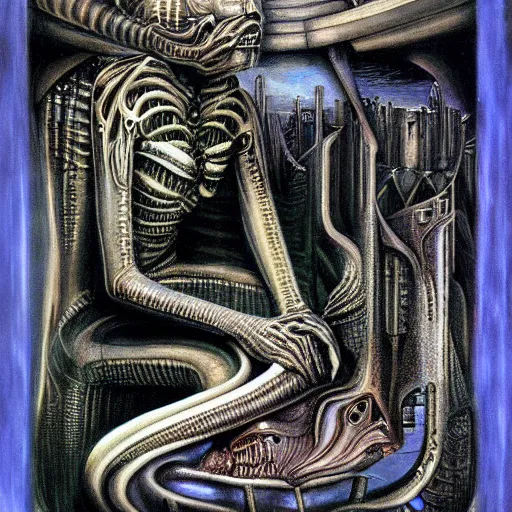 Prompt: atlantis painted by giger.