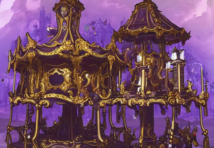 Image similar to a baroque gothic carousel, in the style of league of legends, overwatch