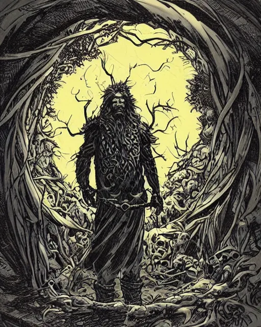 Image similar to a druid standing in a circle at the beginning of the world by marc silvestri