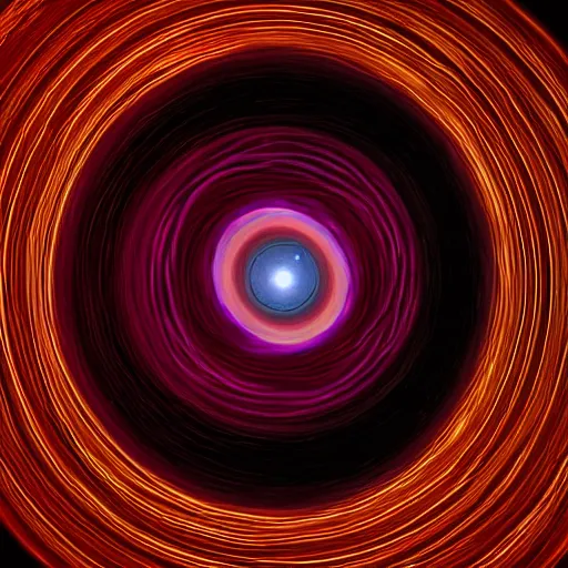 Image similar to photography of a black hole along spaghetti noodles on a dinner plate, spaghetti noodles disc, gravitational lens, 8 k resolution