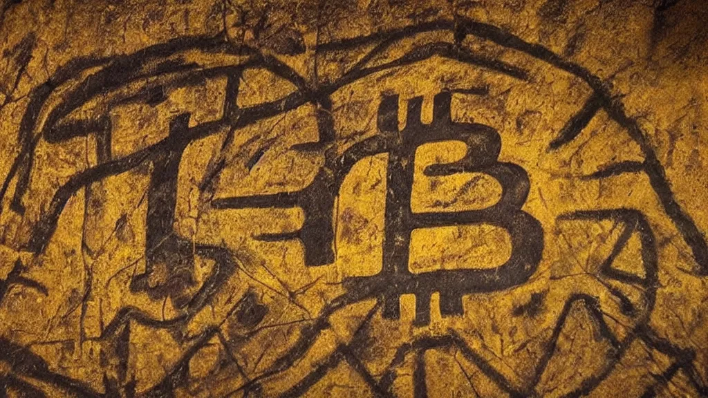 Image similar to ancient cave painting of the bitcoin price chart