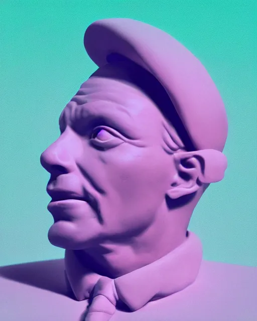 Image similar to Frank Sinatra starring at the camera, neutral face, 4k, pastel colours, greek sculpture, by beeple, album cover, accurate