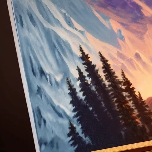 Image similar to a closeup photorealistic photograph of bob ross working on a canvas painting of elmo. film still. brightly lit scene. mountains and trees. this 4 k hd image is trending on artstation, featured on behance, well - rendered, extra crisp, features intricate detail, epic composition and the style of unreal engine.