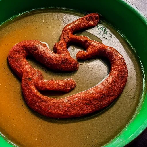 Image similar to photo of Gumby being melted in a pan of hot oil