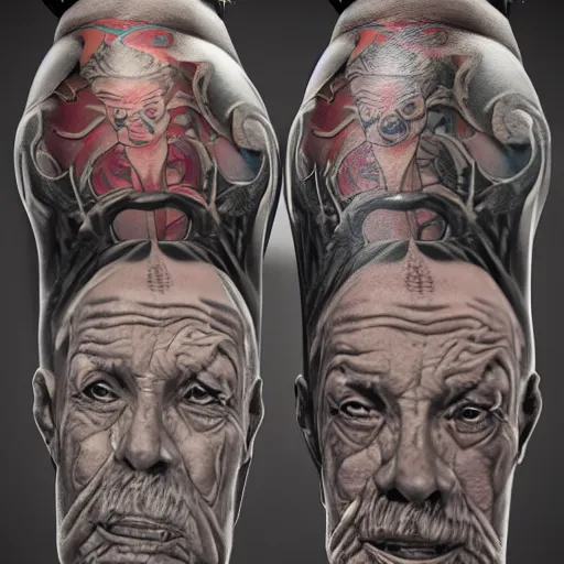 Image similar to old seniors retired people with tattoos piercings skateboarding half piped, 3 d high definition, trending on artstation, photorealistic, high resolution, 8 k, octane, hyper detailed, trending on deviantart insane details, intricate, elite, ornate, elegant trend, highly detailed and intricate, sharp focus, photography, unreal engine