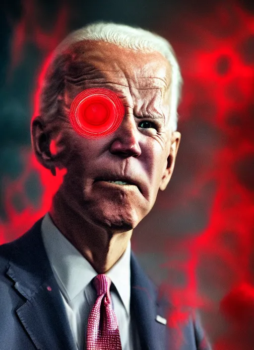 Prompt: hyper realistic ultra realistic wrath horrifying photo furious glowing red eyes biden, high quality photo, detailed , 8k