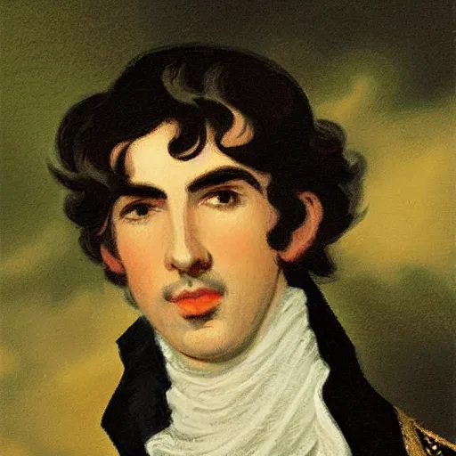Prompt: regency era painting of a young george harrison in the style of thomas gainsborough