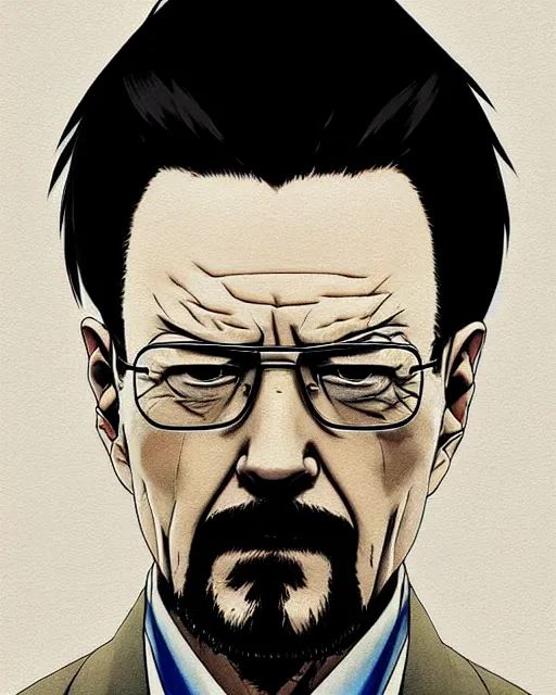 Prompt: portrait Anime man as Walter White. fine-face, pretty face, realistic shaded Perfect face, fine details. Anime. realistic shaded lighting by Ilya Kuvshinov katsuhiro otomo ghost-in-the-shell, magali villeneuve, artgerm, rutkowski, WLOP Jeremy Lipkin and Giuseppe Dangelico Pino and Michael Garmash and Rob Rey in official suit