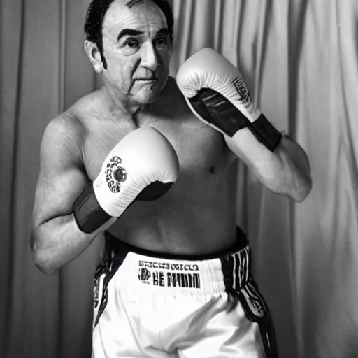 Image similar to chiquito de la calzada wearing a boxing costume