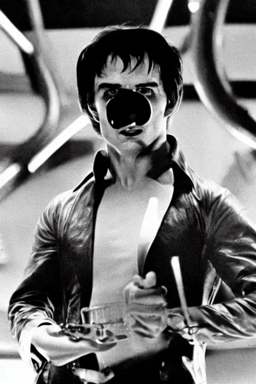 Prompt: Tom Cruise in A Clockwork Orange (1971)