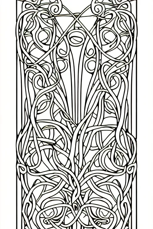 Image similar to vector images, art nouveau edge border designs, smooth lines, strong outline, coloring book outline, vines