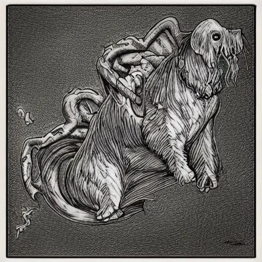 Image similar to “ kentaro miura ” canine medical etching veterinary aerial view horror shape 1 0 2 4 x 1 0 2 4