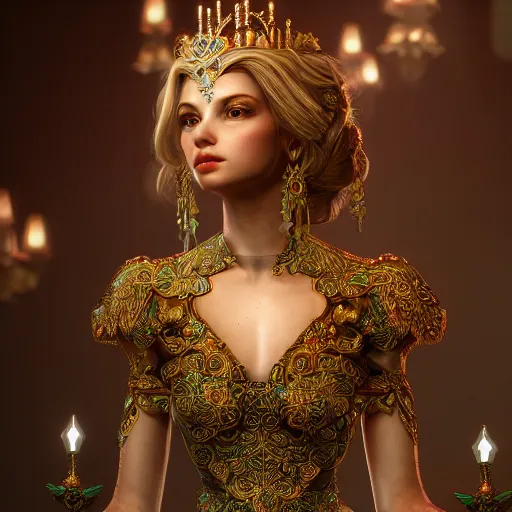 Image similar to wonderful princess of beauty with fair skin, ornate 8 k gorgeous intricate detailed, accent lighting, dramatic light, octane render