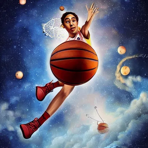 Prompt: detailed detailed detailed detailed digital art of Doja Cat Doja Cat Doja Cat Doja Cat Doja Cat dunking basketball in outer space by Leonardo Da Vinci Leonardo Da Vinci Leonardo Da Vinci