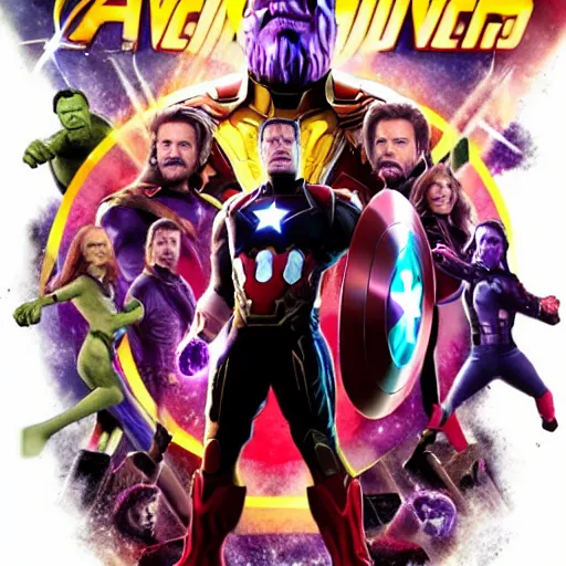 Prompt: avengers end game but thanos win,