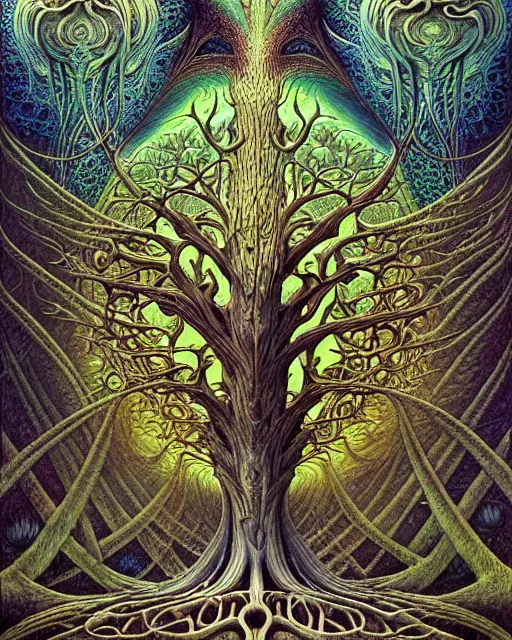 Image similar to tree of life by roger dean and andrew ferez, art forms of nature by ernst haeckel, divine chaos engine, symbolist, visionary, art nouveau, botanical fractal structures, organic, detailed, realistic, surreality