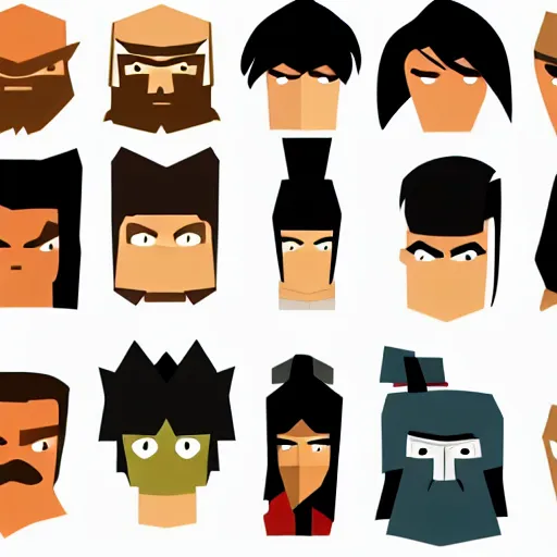 Image similar to face icon vector minimalist samurai jack tomine, adrian