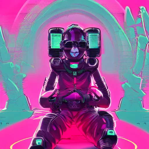 Image similar to cyberpunk pink easter bunny as the leader of a futuristic communist nation, cybernetics, sharp lines, digital, artstation, colored in