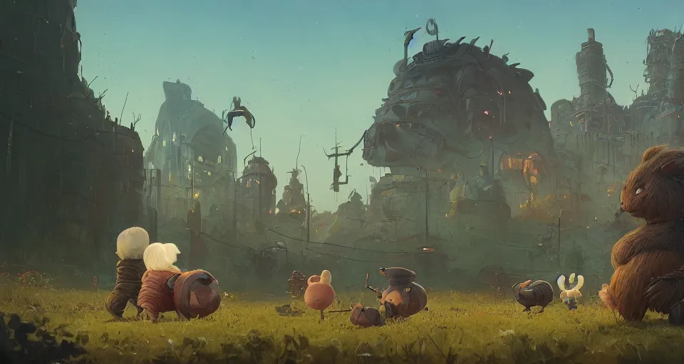 Prompt: a realistic cute giant and mini guineapigs everywhere, by simon stalenhag, frank frazetta, greg rutkowski, beeple, yoko taro, christian macnevin, beeple, epic fantasy character art, volumetric outdoor lighting, midday, high fantasy, cgsociety, cheerful colours, full length, exquisite detail, post - processing, masterpiece, cinematic