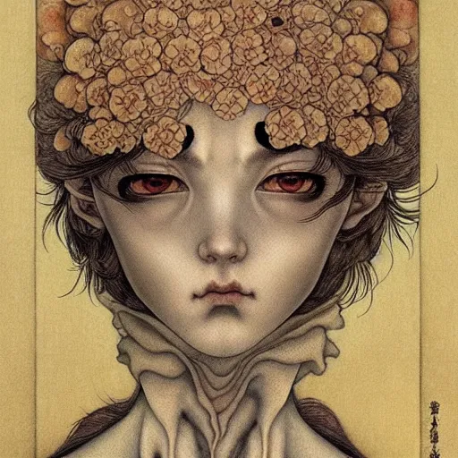 Image similar to prompt: Portrait painted in renaissance style drawn by Katsuhiro Otomo and Takato Yamamoto, inspired by Fables, china doll face, smooth face feature, intricate oil painting, high detail, sharp high detail, manga and anime 2000