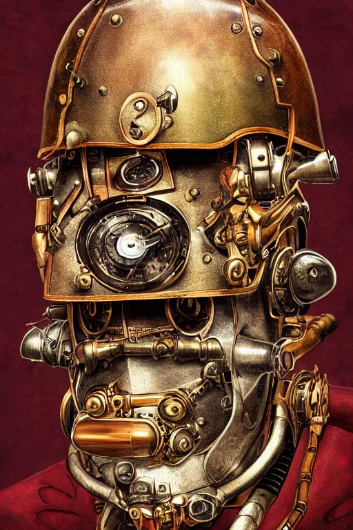 Image similar to steampunk helmet fantasy art mask robot ninja stylized digital illustration sharp focus, elegant intricate digital painting artstation concept art global illumination ray tracing advanced technology chaykin howard and campionpascale and cooke darwyn and davis jack