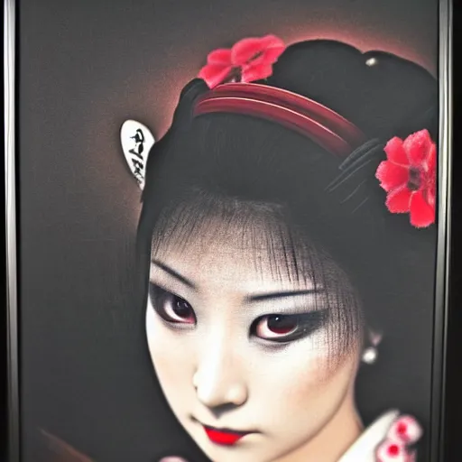 Image similar to dark art hi resolution geisha portrait yasutomo oka 8 k ultrarealistic