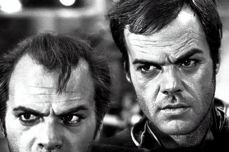 Image similar to A young Jack Nicholson on blade runner 1982, movie still, face close-up,