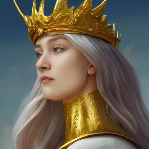 Image similar to Perfectly-centered portrait-photograph of a real life golden white king dragon from heaven, lifelike, super highly detailed, professional digital painting, artstation, concept art, Unreal Engine 5, Photorealism, HD quality, 8k resolution, cinema 4d, 3D, beautiful, cinematic, art by artgerm and greg rutkowski and alphonse mucha and loish and WLOP