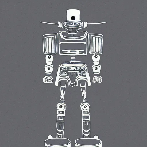 Prompt: blueprint of a robot samurai