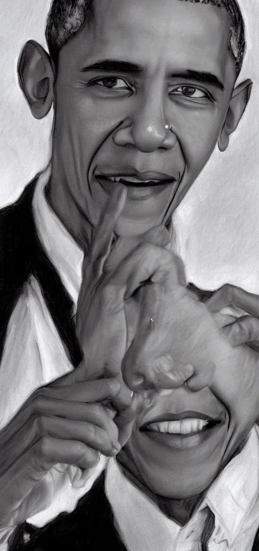 Prompt: barack obama drawing by steve huston, wallpaper