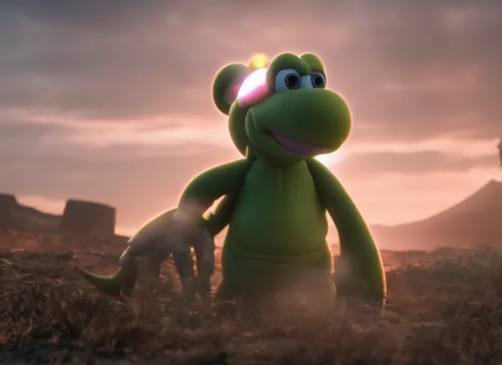 Image similar to film still of yoshi in the new sci - fi movie, 8 k