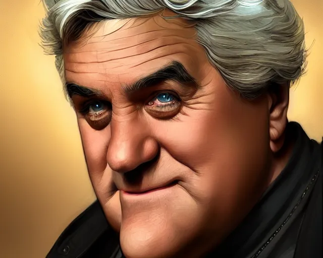 Prompt: close up of jay leno, focus, d & d, intricate, elegant, highly detailed, digital painting, artstation, concept art, matte, sharp focus, illustration, hearthstone, art by artgerm and greg rutkowski and alphonse mucha