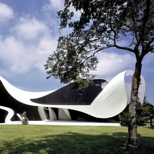 Image similar to house designed by zaha hadid