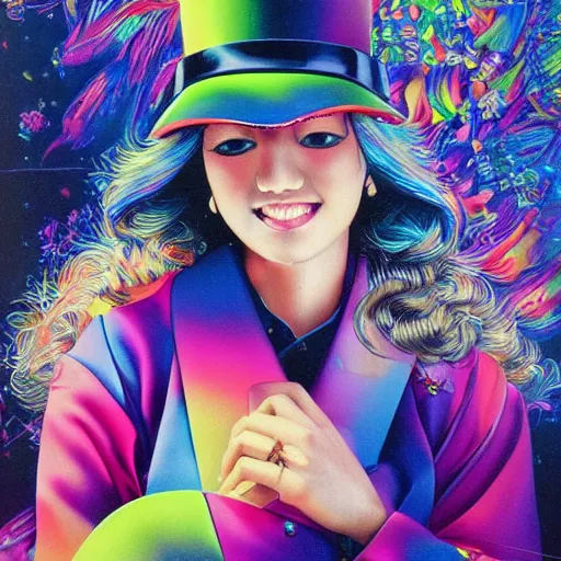 Image similar to professional corporate portrait art by Noriyoshi Ohrai and Lisa Frank