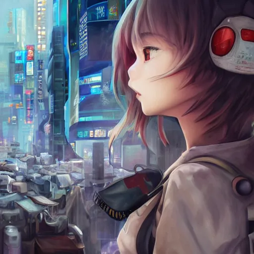 Image similar to dynamic composition, motion, ultra-detailed, incredibly detailed, a lot of details, amazing fine details and brush strokes, colorful and grayish palette, smooth, HD semirealistic anime CG concept art digital painting, watercolor oil painting of Clean and detailed post-cyberpunk sci-fi close-up schoolgirl in asian city in style of cytus and deemo, blue flame, relaxing, calm and mysterious vibes,, by a Chinese artist at ArtStation, by Huang Guangjian, Fenghua Zhong, Ruan Jia, Xin Jin and Wei Chang. Realistic artwork of a Chinese videogame, gradients, gentle an harmonic grayish colors. set in half-life 2, Matrix, GITS, Blade Runner, Neotokyo Source, Syndicate(2012), dynamic composition, beautiful with eerie vibes, very inspirational, very stylish, with gradients, surrealistic, dystopia, postapocalyptic vibes, depth of field, mist, rich cinematic atmosphere, perfect digital art, mystical journey in strange world