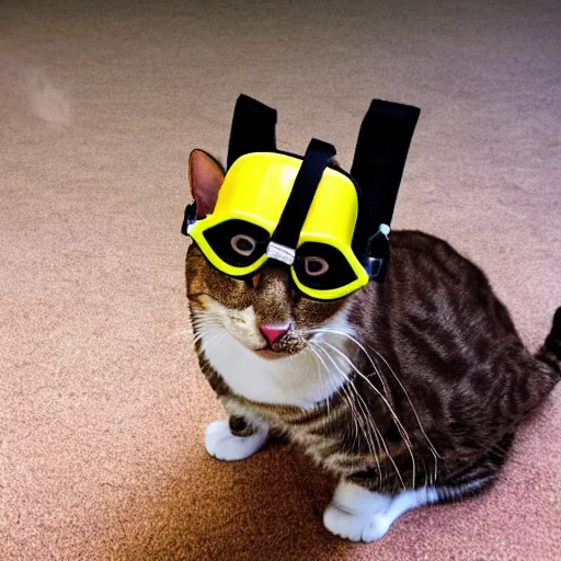 Image similar to high quality photo of a cat scuba diver wearing norkel mask