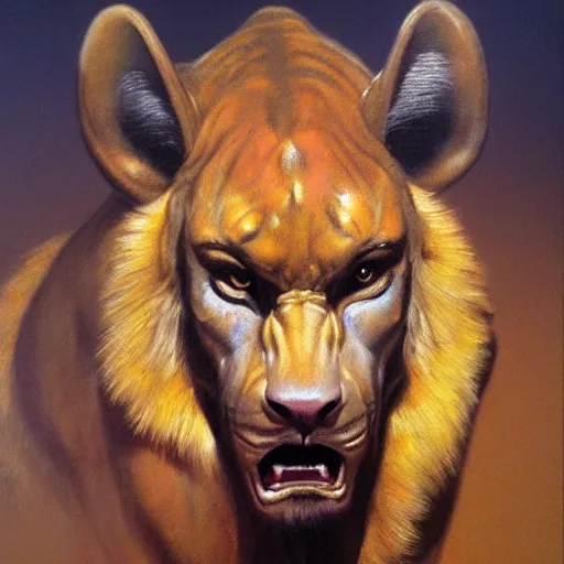 Image similar to artstation a wild beast, by Boris Vallejo, very detailed, , portrait, backlit