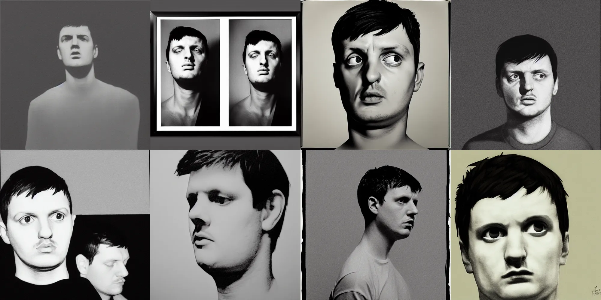 Prompt: portrait of ian curtis, bored, in style of robert mapplethorpe,