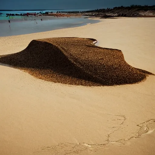 Image similar to a candid portrait of the mysterious island of sand on a beach