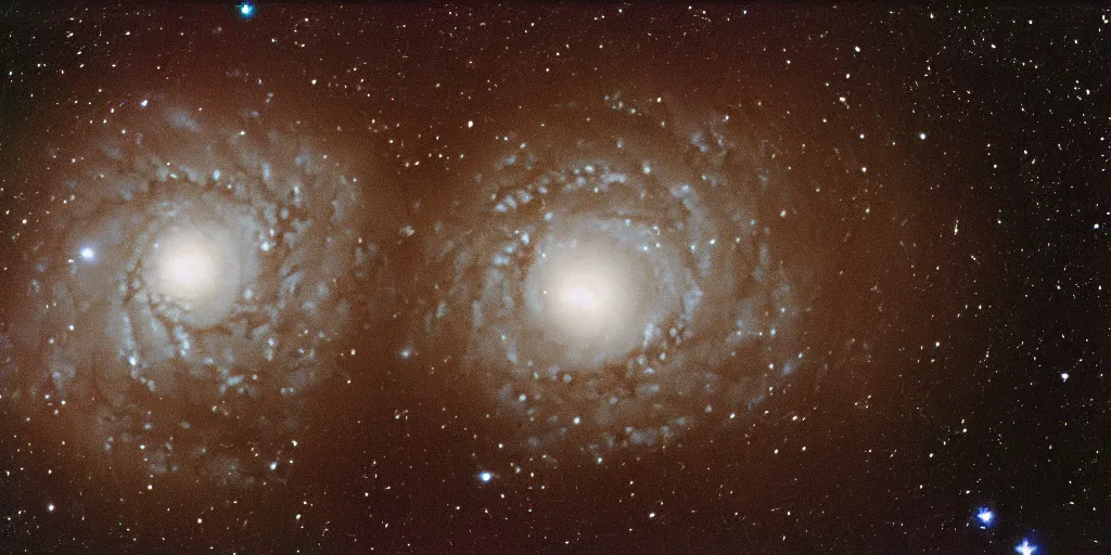 Image similar to view of the spiral galaxy from the deep space, dark space, stars, kodak gold 2 0 0, megapixel