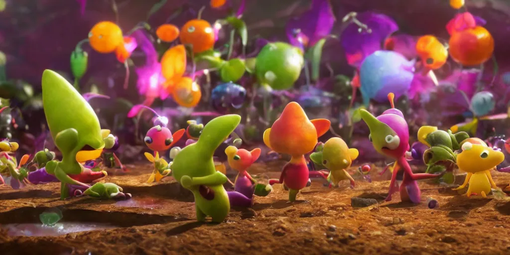 Image similar to pikmin inside of taco bell, realistic 4 k octane beautifully detailed render, 4 k post - processing, highly detailed, intricate complexity, epic composition, magical atmosphere, cinematic lighting, masterpiece, ultra hd
