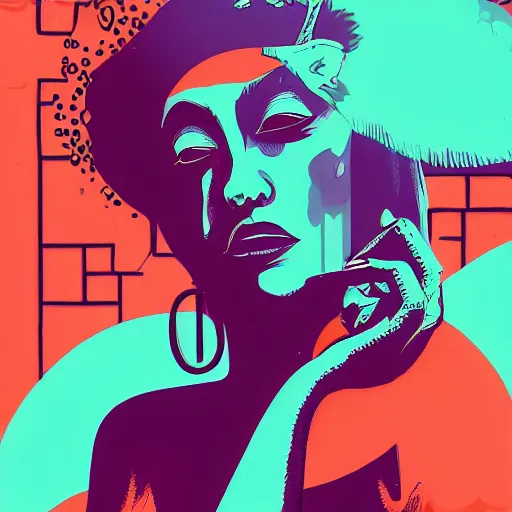 Prompt: a colorful comic noir illustration of a hauntingly beautiful woman singing the blues in new orleans by sachin teng, by queens of the stone age, dark vibes, pastel lighting, cinematic, depth of field, 8 k, high contrast, trending on art station