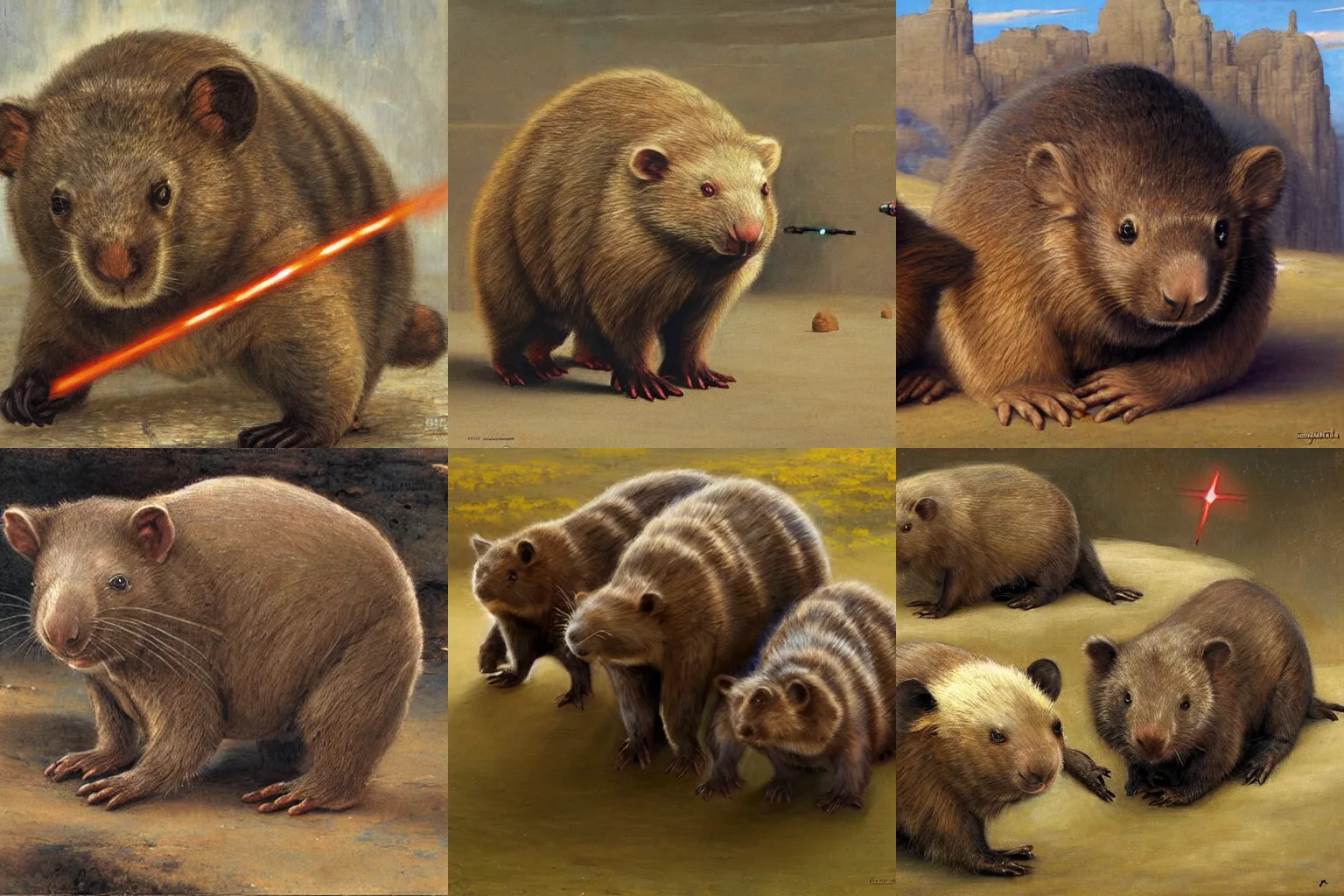 Prompt: star wars wombats by eugene de blaas