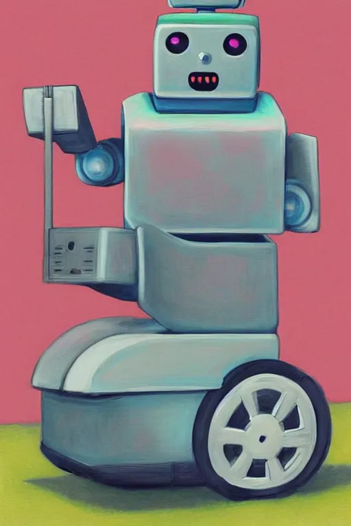 Image similar to ( ( ( ( ( ( ( a robot cat riding a cyber wagon ) ) ) ) ) ) ) by chris mcgrath!!!!!!!!!!!!!! muted colors, detailed