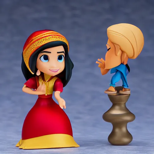 Image similar to side view of disney and pixar aladdin as nendoroid, side view, 8 k hd dof, kodak film,