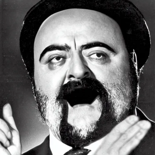 Image similar to film still of luciano pavarotti as kane giving a speech in citizen kane 1 9 4 1